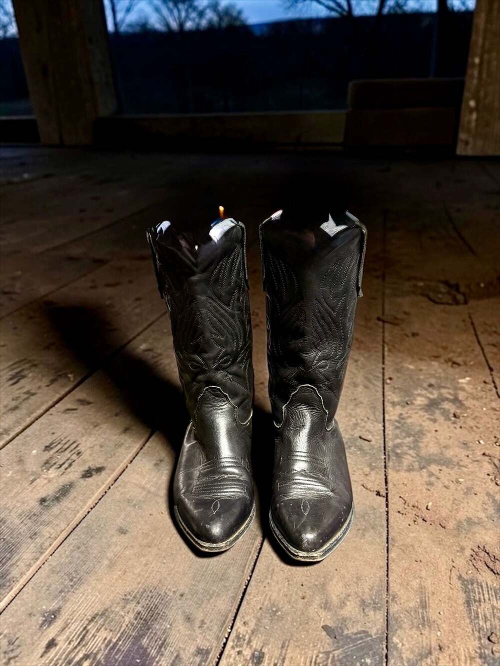 All Black Leather Cowboy Boots US 5.5Tony Lama Womens Rodeo Vintage 1101